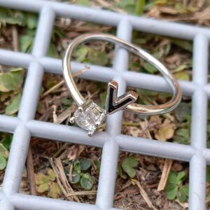 V Alphabet Adjustable Ring
