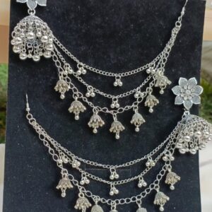Noor-e-Zeenat Sahara-Jhumka Set (Silver)